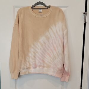 PINK Victoria's Secret Tie Dye Longsleeve Crewneck Sweatshirt Brown/Pink Medium